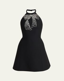 Valentino Garavani Beaded Bow Halter Minidress