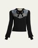 Valentino Garavani Beaded Floral Sheer Bust Wool Sweater - 1
