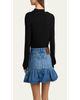 Valentino Garavani Beaded Floral Sheer Bust Wool Sweater - 3
