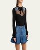 Valentino Garavani Beaded Floral Sheer Bust Wool Sweater - 4