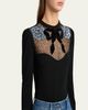Valentino Garavani Beaded Floral Sheer Bust Wool Sweater - 5