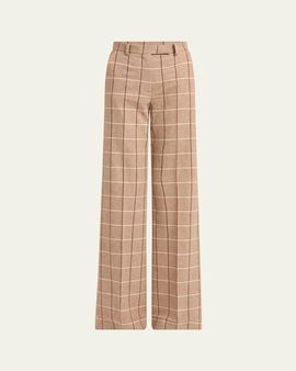 Valentino Garavani Check Wool Wide-Leg Pants