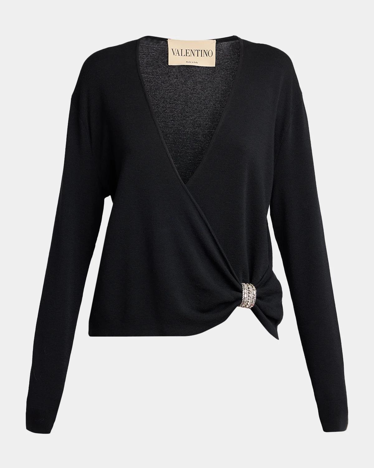 Valentino Garavani Crystal Embroidered Wrap Sweater