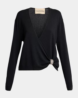 Valentino Garavani Crystal Embroidered Wrap Sweater