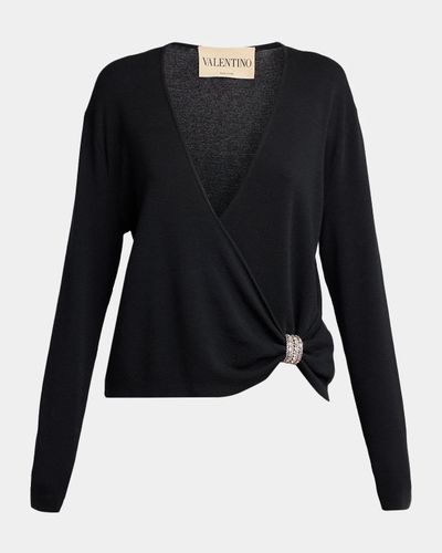 Valentino Garavani Crystal Embroidered Wrap Sweater