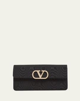 Valentino Garavani Crystal VLogo Moire Clutch Bag