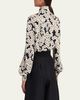 Valentino Garavani Daisy-Print Silk Neck-Scarf Blouse - 4