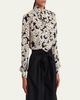 Valentino Garavani Daisy-Print Silk Neck-Scarf Blouse - 5