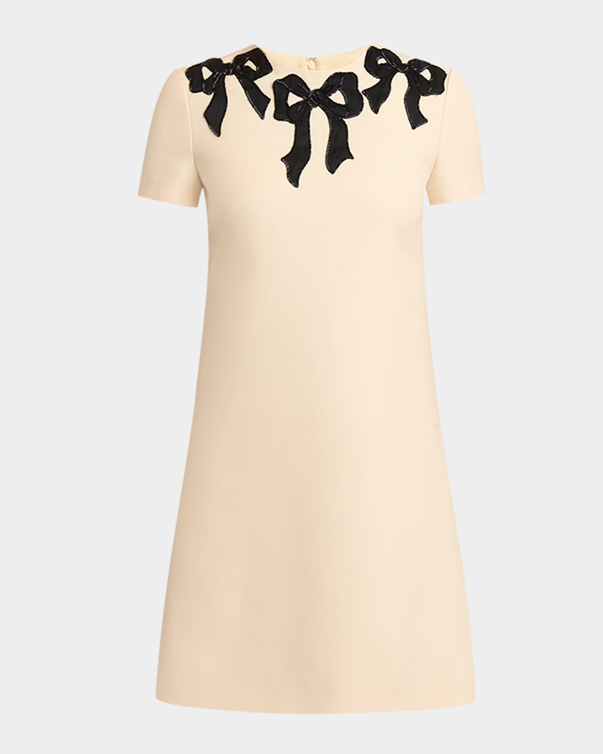 Valentino Garavani Embroidered Bow Satin Crepe Mini Dress