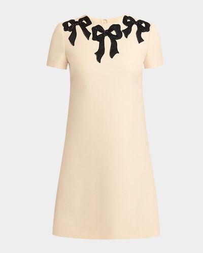Valentino Garavani Embroidered Bow Satin Crepe Mini Dress