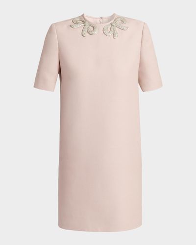 Valentino Garavani Embroidered Bow Short-Sleeve Mini Dress