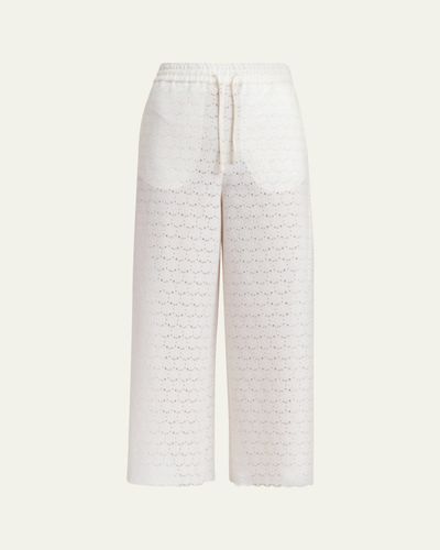 Valentino Garavani Embroidered Eyelet Cotton Drawstring Pants