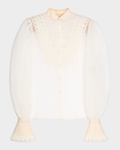 Valentino Garavani Embroidered Organza Bib Shirt