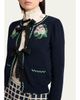 Valentino Garavani Floral Embroidered Bow-Tie Wool Cardigan - 5