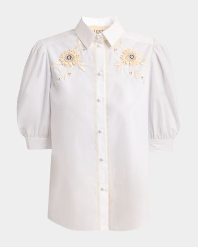 Valentino Garavani Floral Embroidered Short-Sleeve Button-Down Shirt