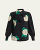 Valentino Garavani Floral Print Tie-Neck Silk Blouse - 1