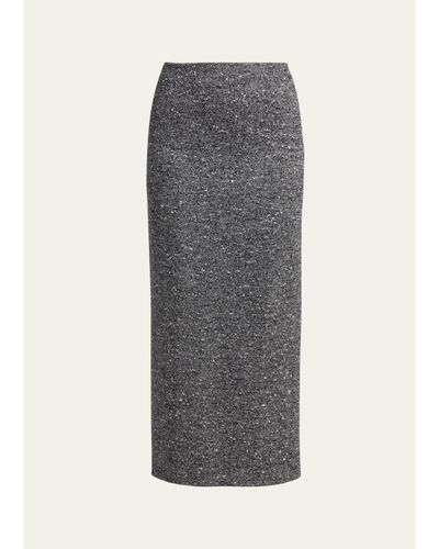 Valentino Garavani Herringbone Draped Slit Midi Skirt
