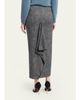 Valentino Garavani Herringbone Draped Slit Midi Skirt - 3
