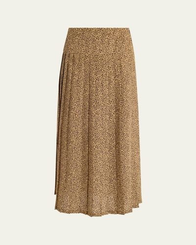Valentino Garavani High-Waist Leopard-Print Silk Skirt