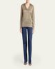 Valentino Garavani Lace-Trim Metallic Knit V-Neck Sweater - 2