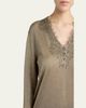 Valentino Garavani Lace-Trim Metallic Knit V-Neck Sweater - 5