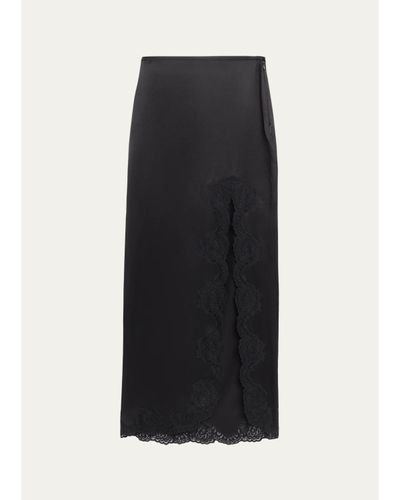 Valentino Garavani Lace-Trim Silk Satin Maxi Slit Skirt