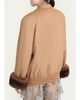 Valentino Garavani Lamb Shearling Cuffs Brushed Camel Zip Jacket - 3