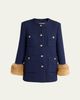 Valentino Garavani Lamb Shearling Cuffs Tweed Single-Breasted Jacket - 1