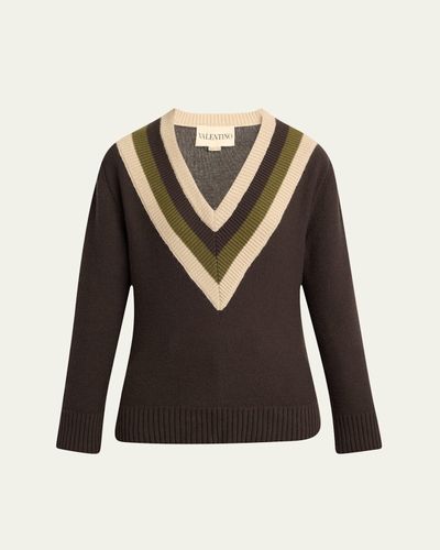 Valentino Garavani Maglia Striped Wool Sweater