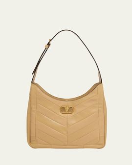 Valentino Garavani Medium Chevron Leather Hobo Bag