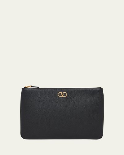 Valentino Garavani Medium Grain Leather Flat Pouch Bag