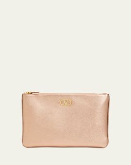 Valentino Garavani Medium Metallic Leather Flat Pouch Bag