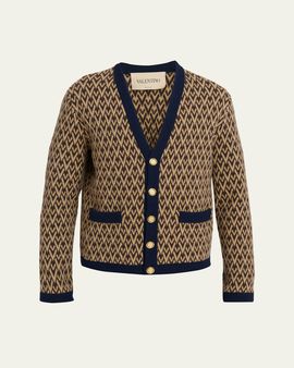 Valentino Garavani Men's Jacquard-Knit Wool Cardigan