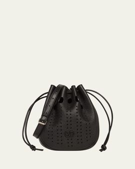 Valentino Garavani Men's Medium Drawstring Shoulder Bag in Grained Leather