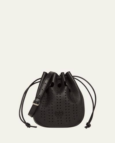 Valentino Garavani Men's Medium Drawstring Shoulder Bag in Grained Leather