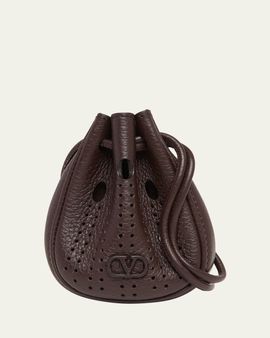 Valentino Garavani Men's Mini Drawstring Bag in Grained Leather