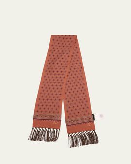 Valentino Garavani Men's Silk Fringe Medallion Scarf