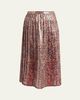 Valentino Garavani Metallic Silk Floral Pleated Midi-Skirt - 1