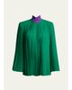 Valentino Garavani Mock-Neck Pleated Silk Long-Sleeve Top - 1