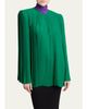 Valentino Garavani Mock-Neck Pleated Silk Long-Sleeve Top - 4