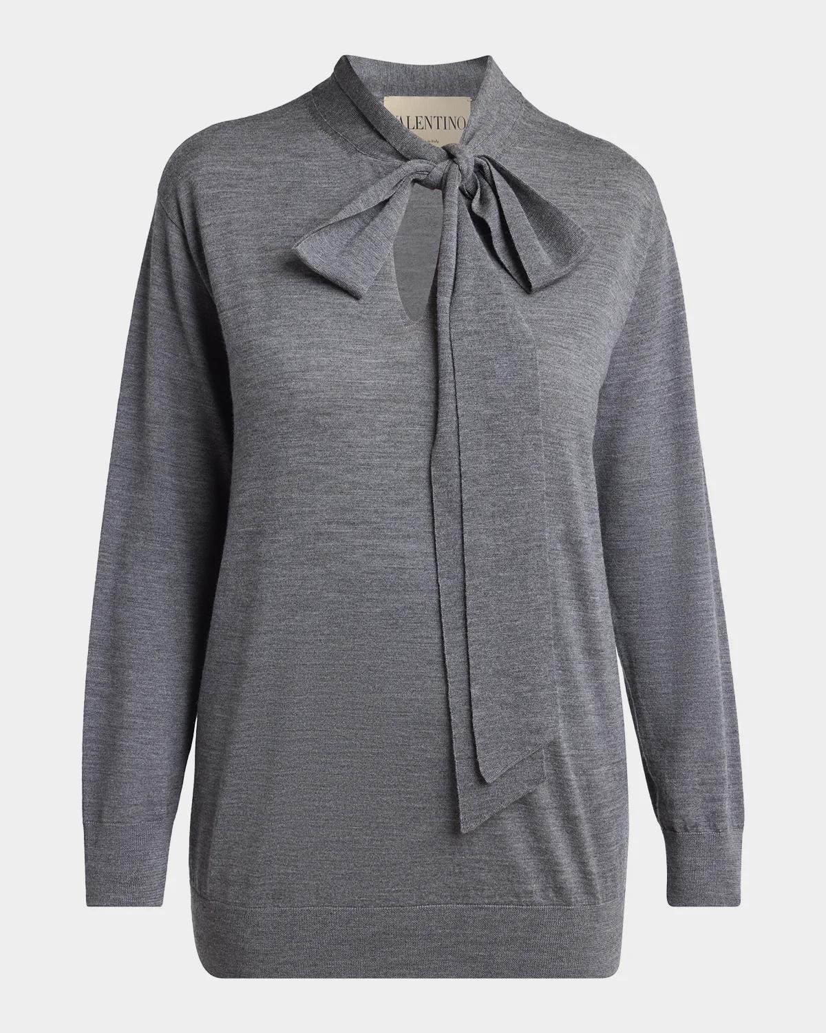 Valentino Garavani Neck-Scarf Wool Knit Sweater