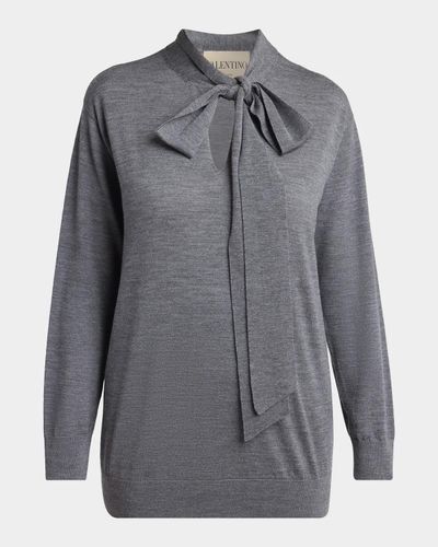 Valentino Garavani Neck-Scarf Wool Knit Sweater