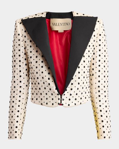 Valentino Garavani Polka-Dot Sequined Crop Blazer Jacket