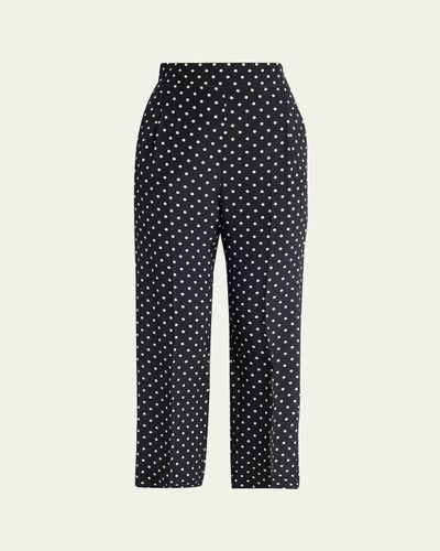 Valentino Garavani Polka-Dot Silk Straight-Leg Ankle Pants