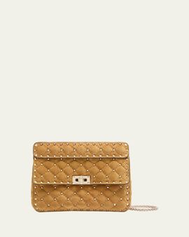 Valentino Garavani Quilted Rockstud Suede Shoulder Bag