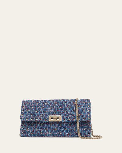 Valentino Garavani Quilted Rockstud Tweed Shoulder Bag