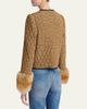 Valentino Garavani Quilted Spotted Silk Jacket with Lamb Shearling Cuffs - 3