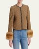 Valentino Garavani Quilted Spotted Silk Jacket with Lamb Shearling Cuffs - 4