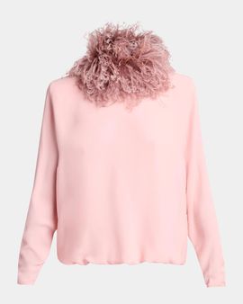 Valentino Garavani Removable Feather Collar Silk Georgette Mini Dress
