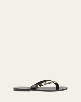 Valentino Garavani Rockstud Leather Flat Thong Sandals